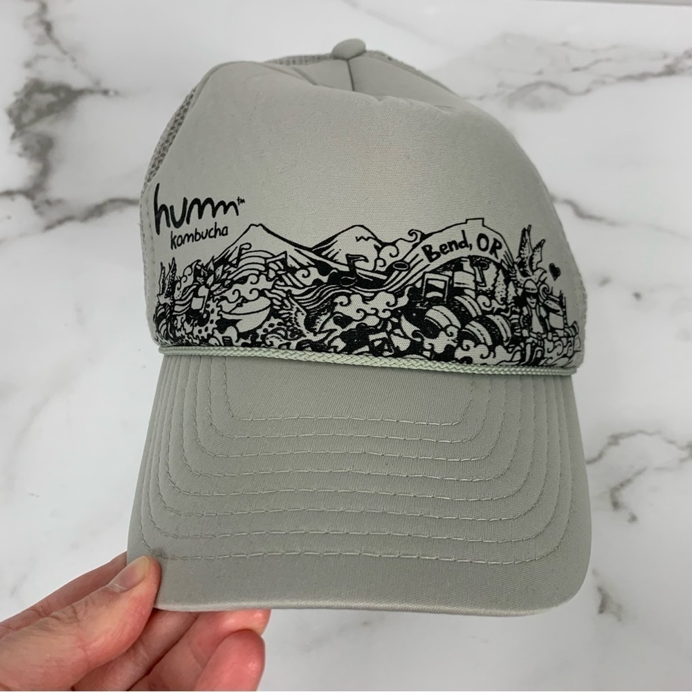 HUMM Kombucha Mama Mesh Hippie Bend Oregon PNW Adjustable Gray Trucker Hat